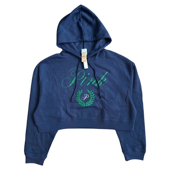 Victoria's Secret Pink Navy Fleece Cropped Hoodie, XL - Picture 1 of 5